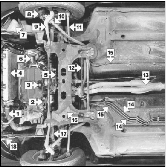 Front underside view of a 1360 cc GT model