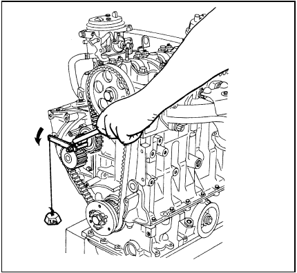 7.14 Using the Peugeot special tool to tension the timing belt