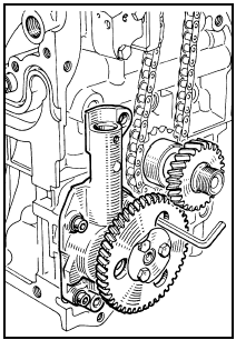 4.10a Removing oil pump screw with Allen key