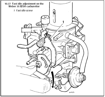 10.37 Fast idle adjustment on the Weber 35 IBSH carburettor