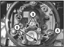 11.1 Fuel injector wiring clip (A), and fuel pressure regulator securing