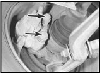 7.4 Brake caliper mounting bolts - arrowed (DBA Bendix type)