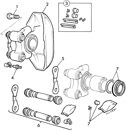 7.7a DBA Bendix type brake caliper components