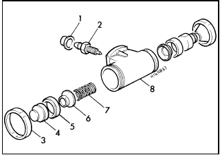 10.9 Exploded view of a rear wheel cylinder