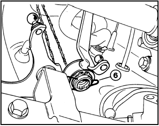 15.13 Extract the spring clip (6) from the gearchange linkage