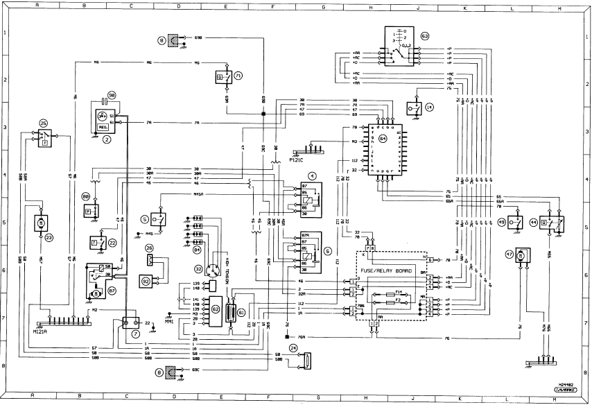 Diagram1: Typical starting, charging, ignition, cooling fan, warning lamps and