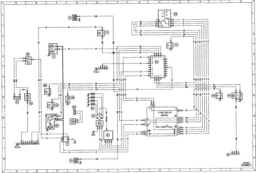 Diagram1a: Typical starting, charging, ignition, cooling fan, warning lamps and