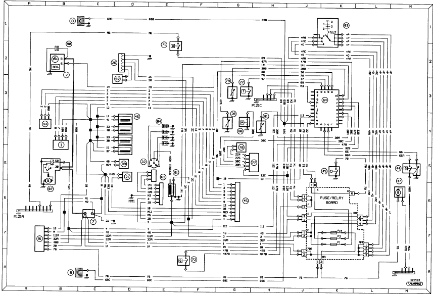 Diagram1b: Typical engine management, warning lamps and gauges (XU5J/JA and