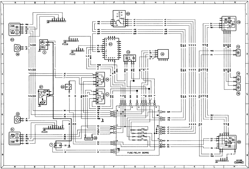 Diagram 2: Typical exterior lighting - reversing lamps, foglamps, sidelamps and