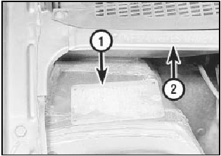 Vehicle identification plate (1) and body serial number (2)