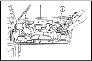 13.7a Door glass height adjustment screw (1) shown during removal of