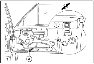 13.7b Door glass rear edge adjustment screw (1) on Cabriolet models a Switch