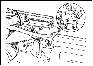 14.9 Refit and lower the frame securing bolts (1), then partially unfold the