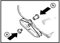 20.14b Screw (a) and sleeve (b) for fitting the guide pads to the rear