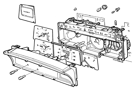 5.7a Exploded diagram of non-GTI instrument panel